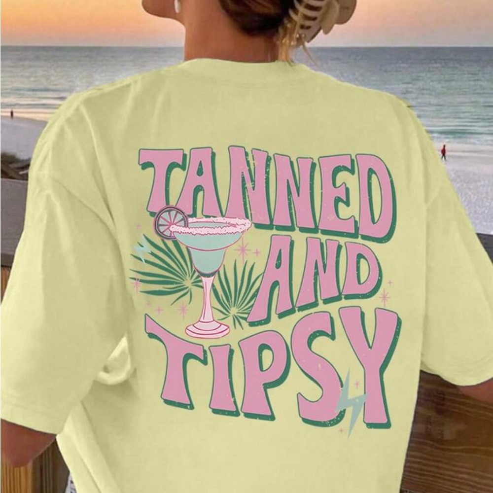Oversized T-Shirt, Summer Beach Sunburn Tipsy Shirt